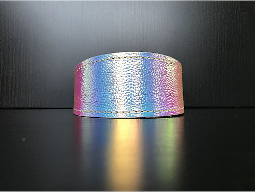 Lined Holographic - Whippet Leather Collar - Size M